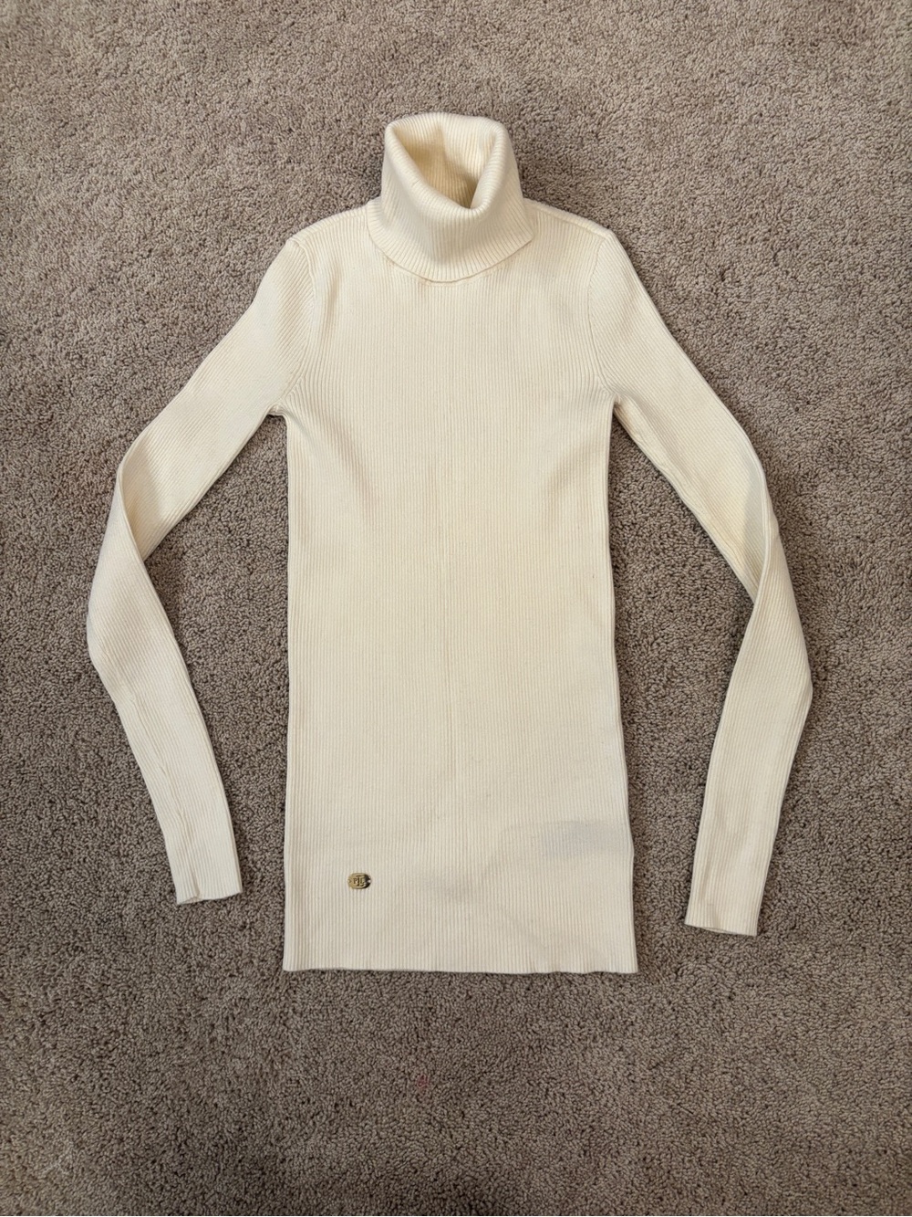 Ralph Lauren Cream Turtleneck Ribbed Sweater - Women's